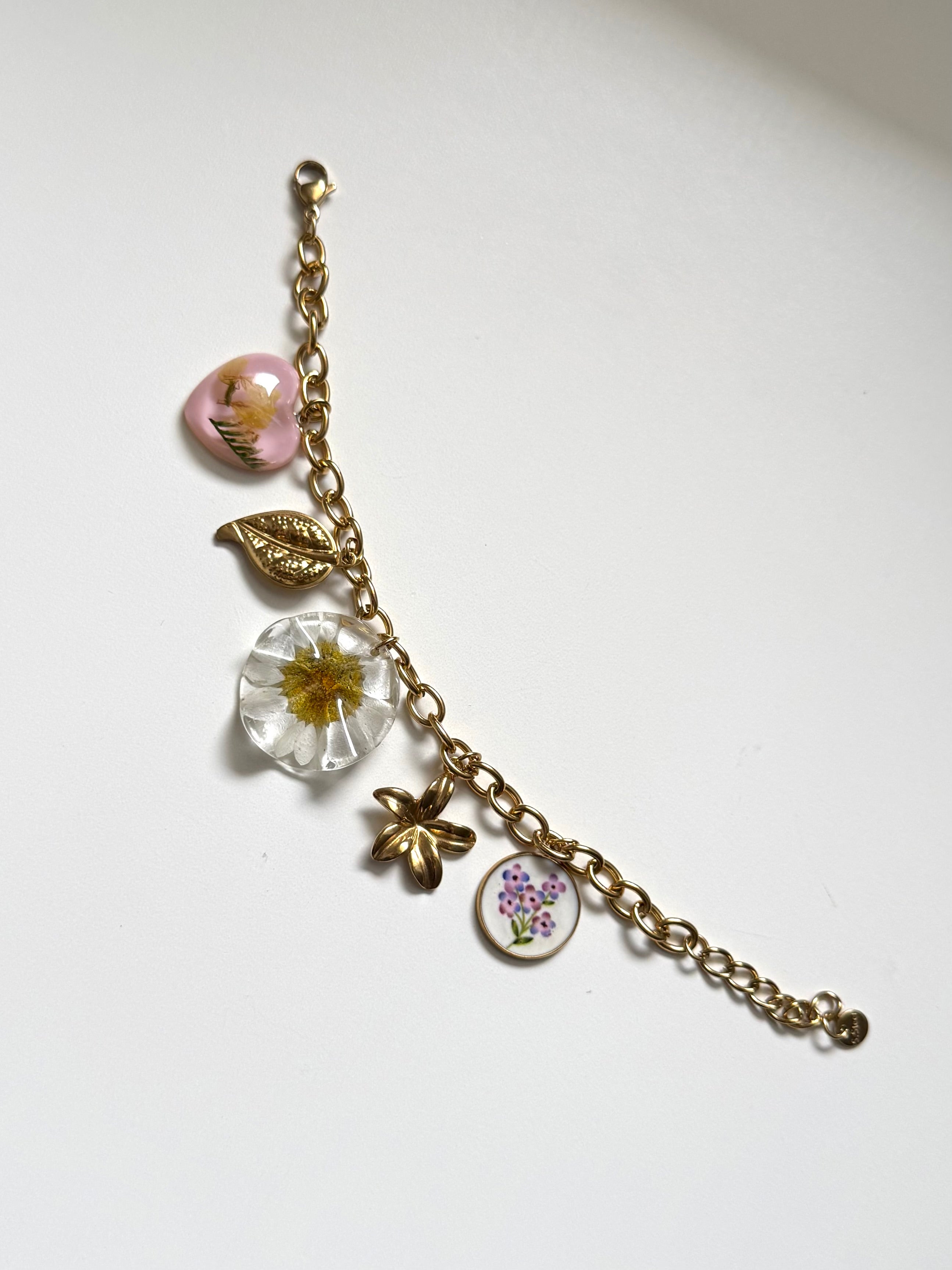 Bracciale Charm con Fiori in Resina