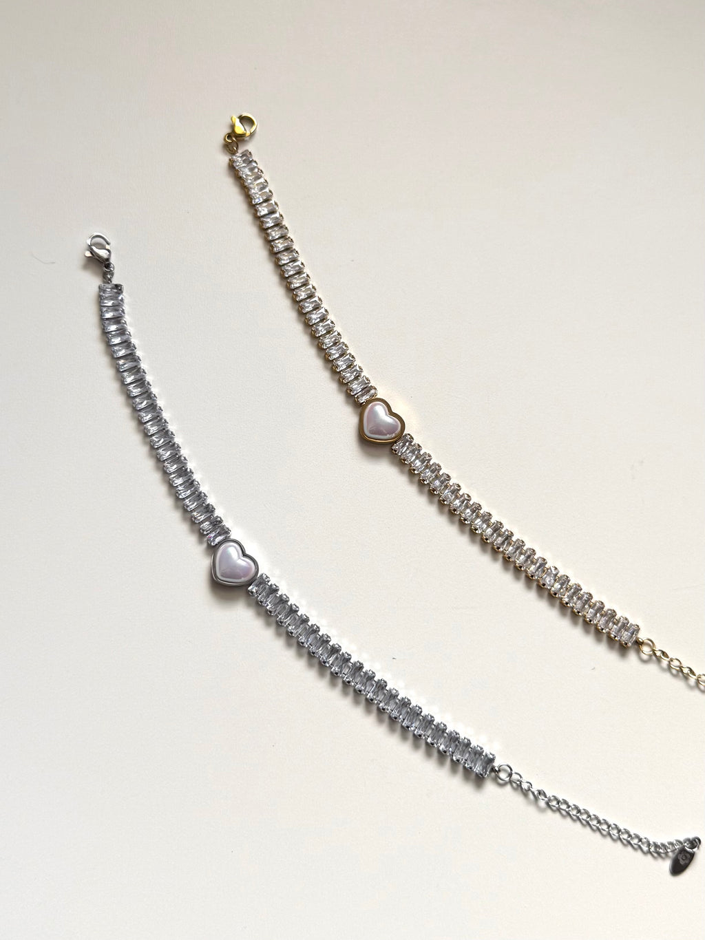 Bracciale Tennis con Cuore in Perla