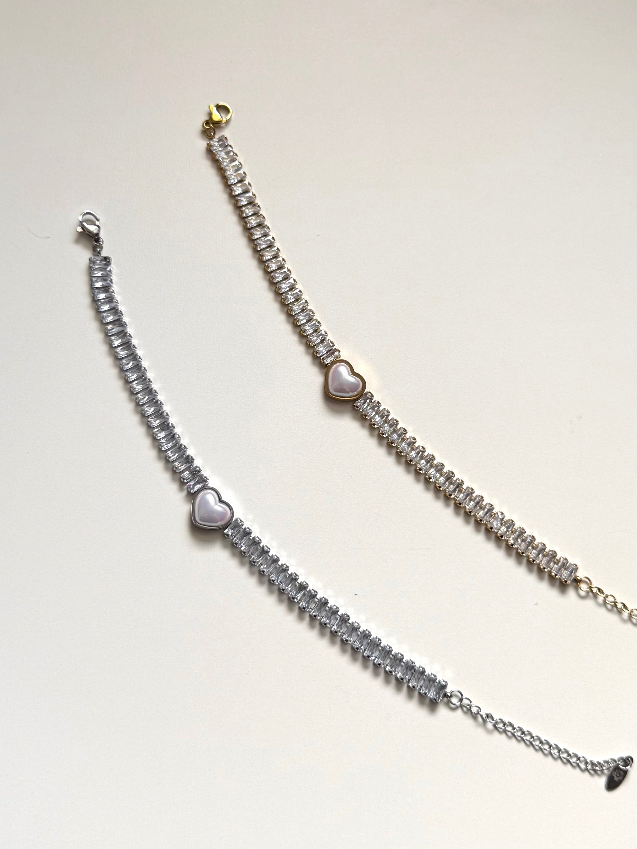 Bracciale Tennis con Cuore in Perla