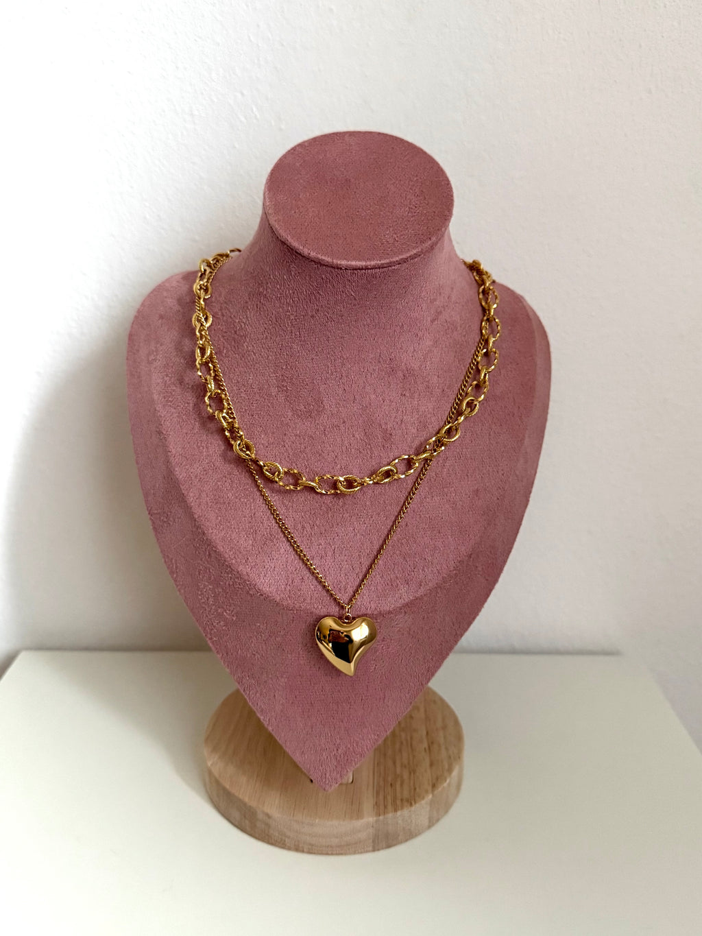 Collana Doppia Catena con Cuore