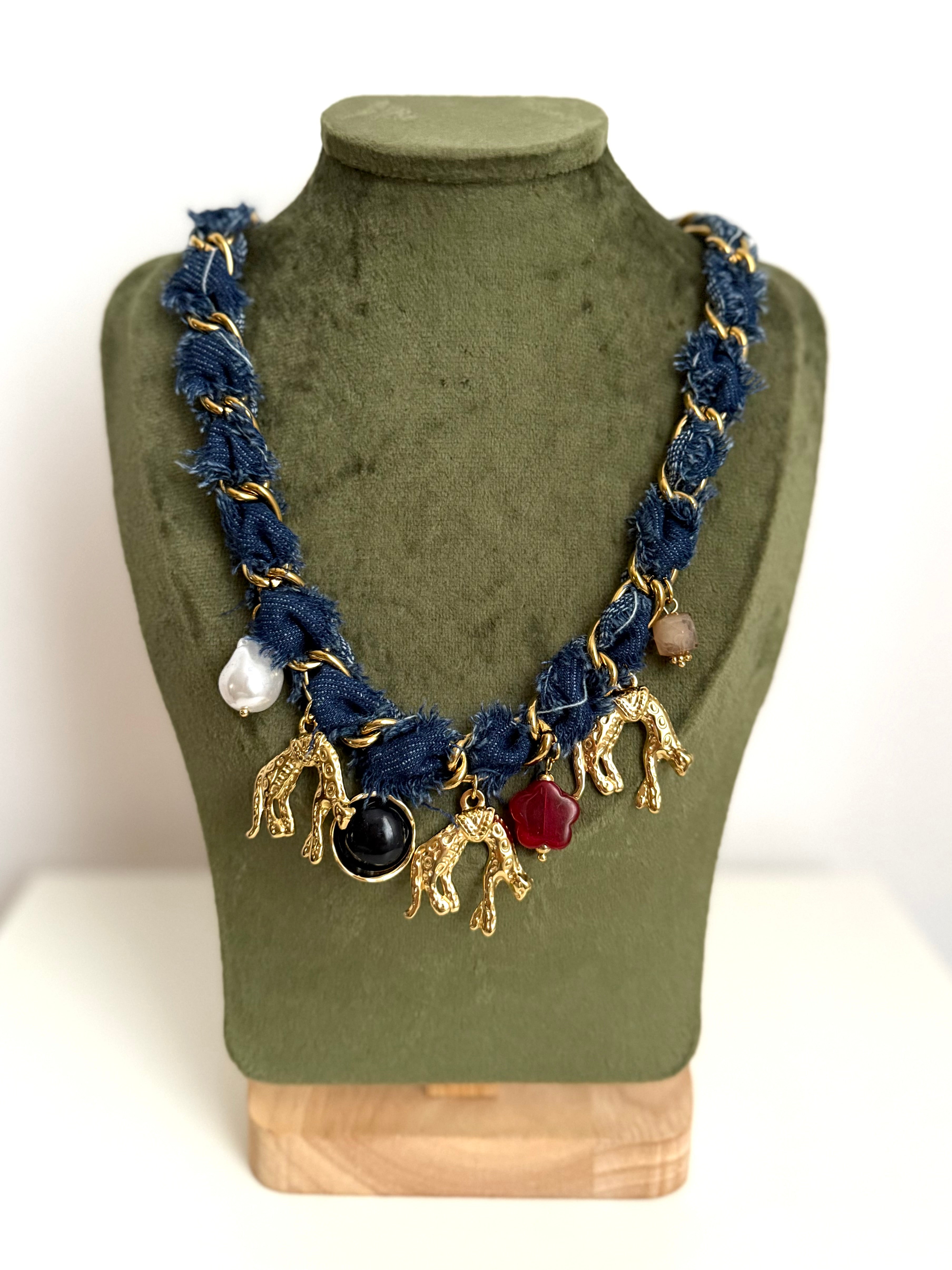 Collana Denim con Charms
