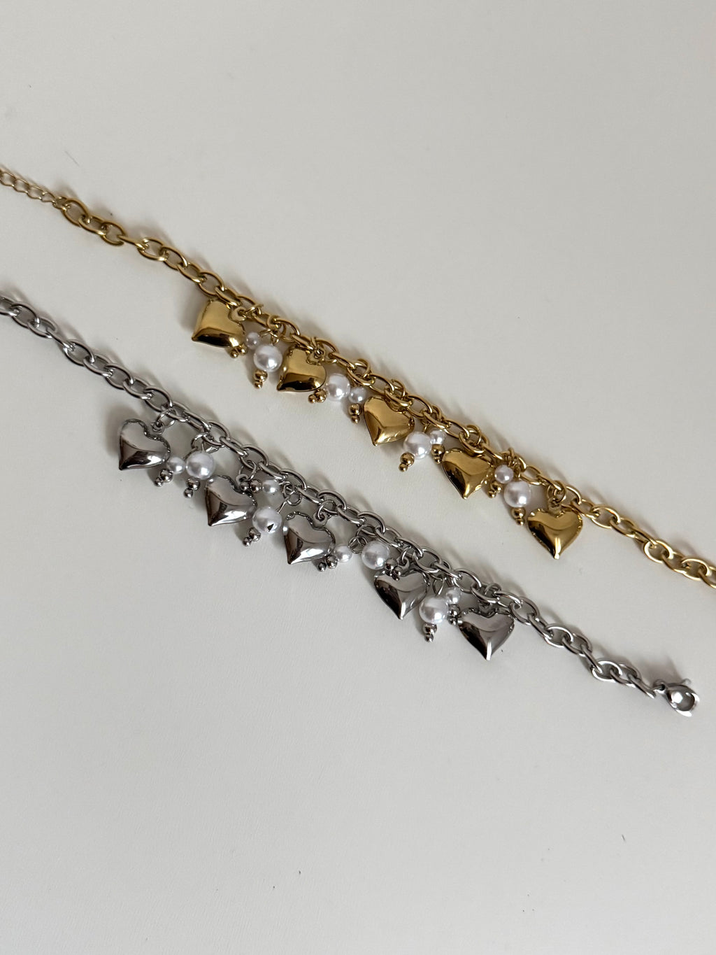 Bracciale Cuori e Perle con Sonaglio