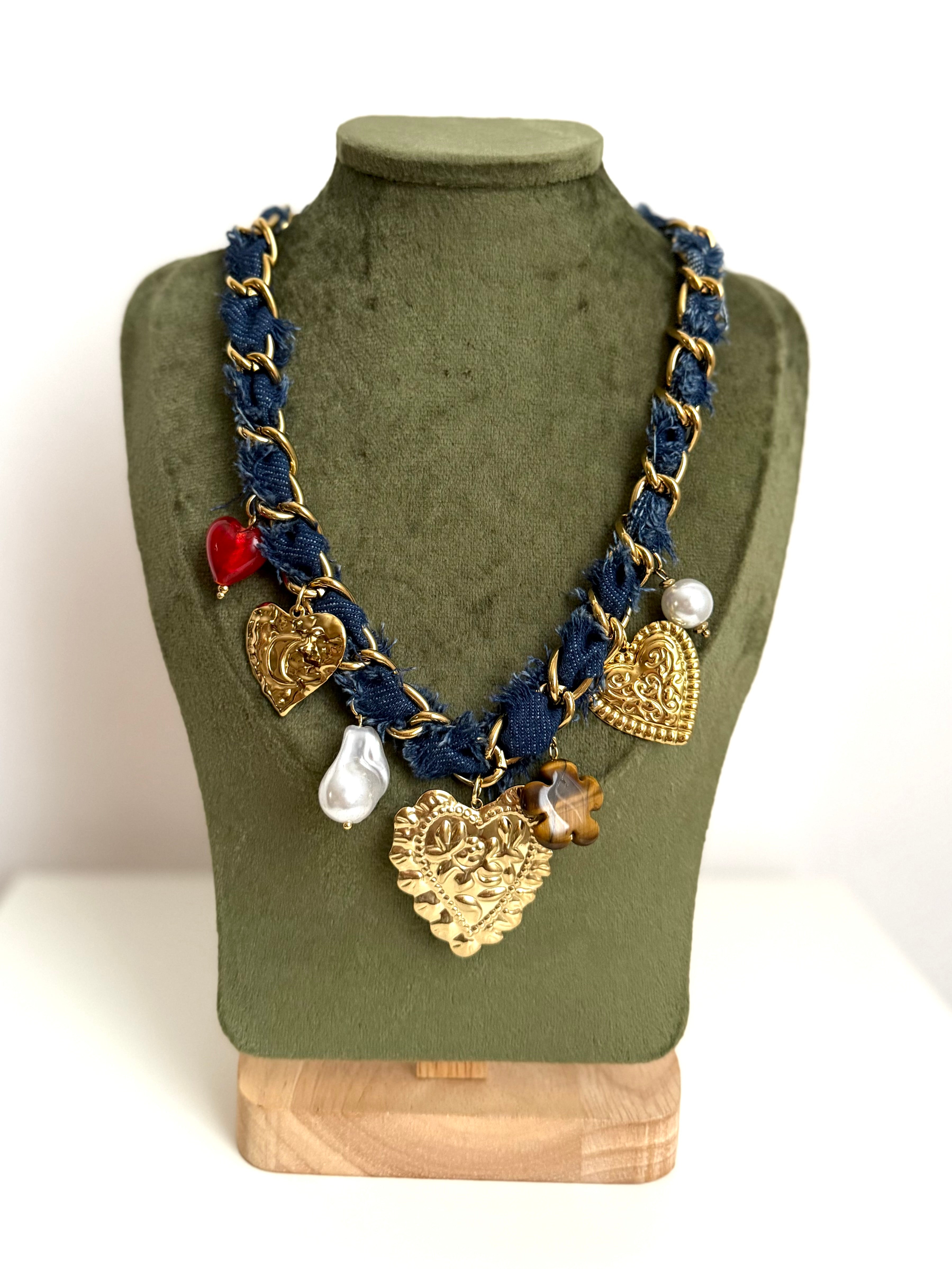 Collana Denim con Charms