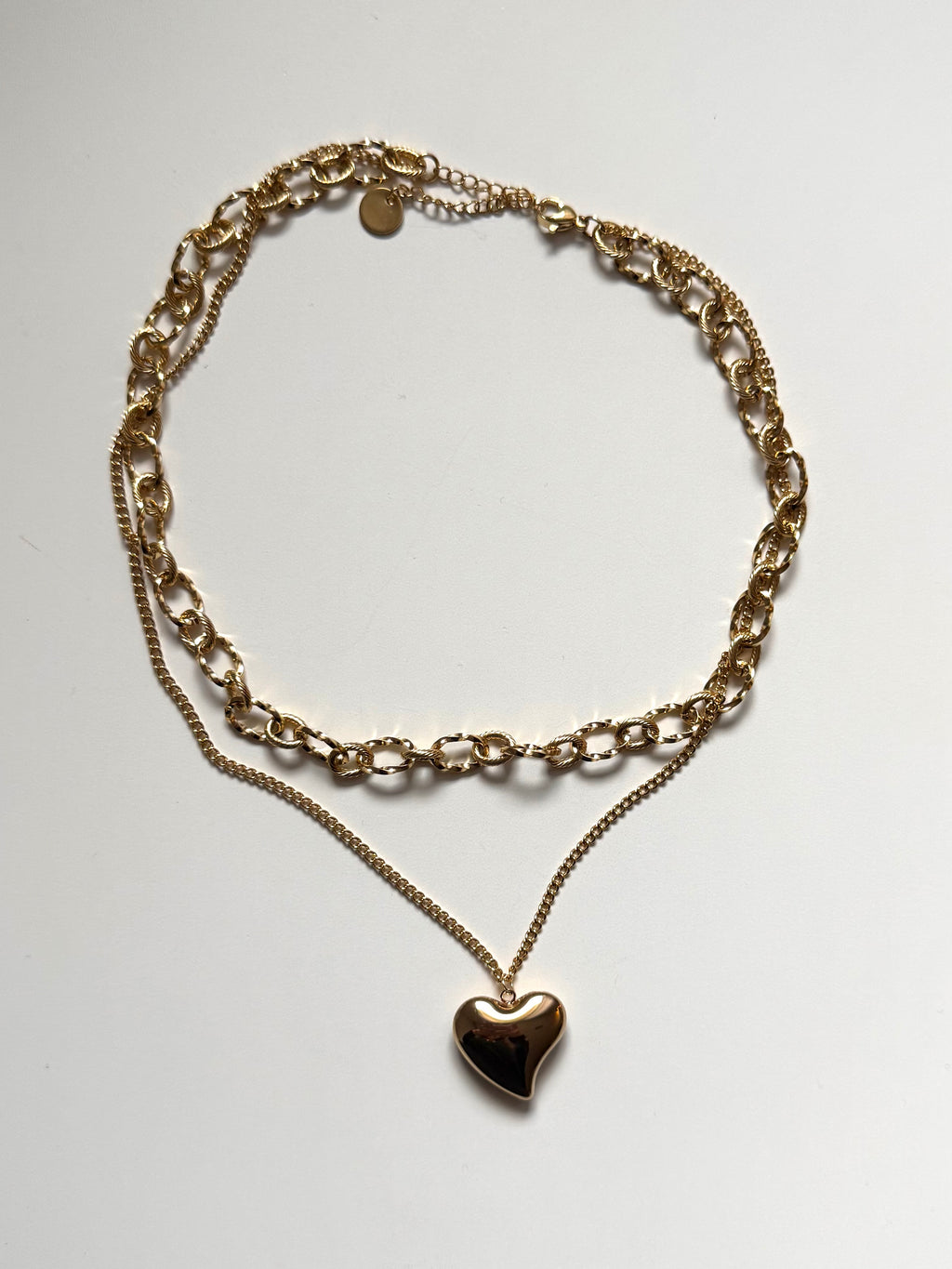 Collana Doppia Catena con Cuore
