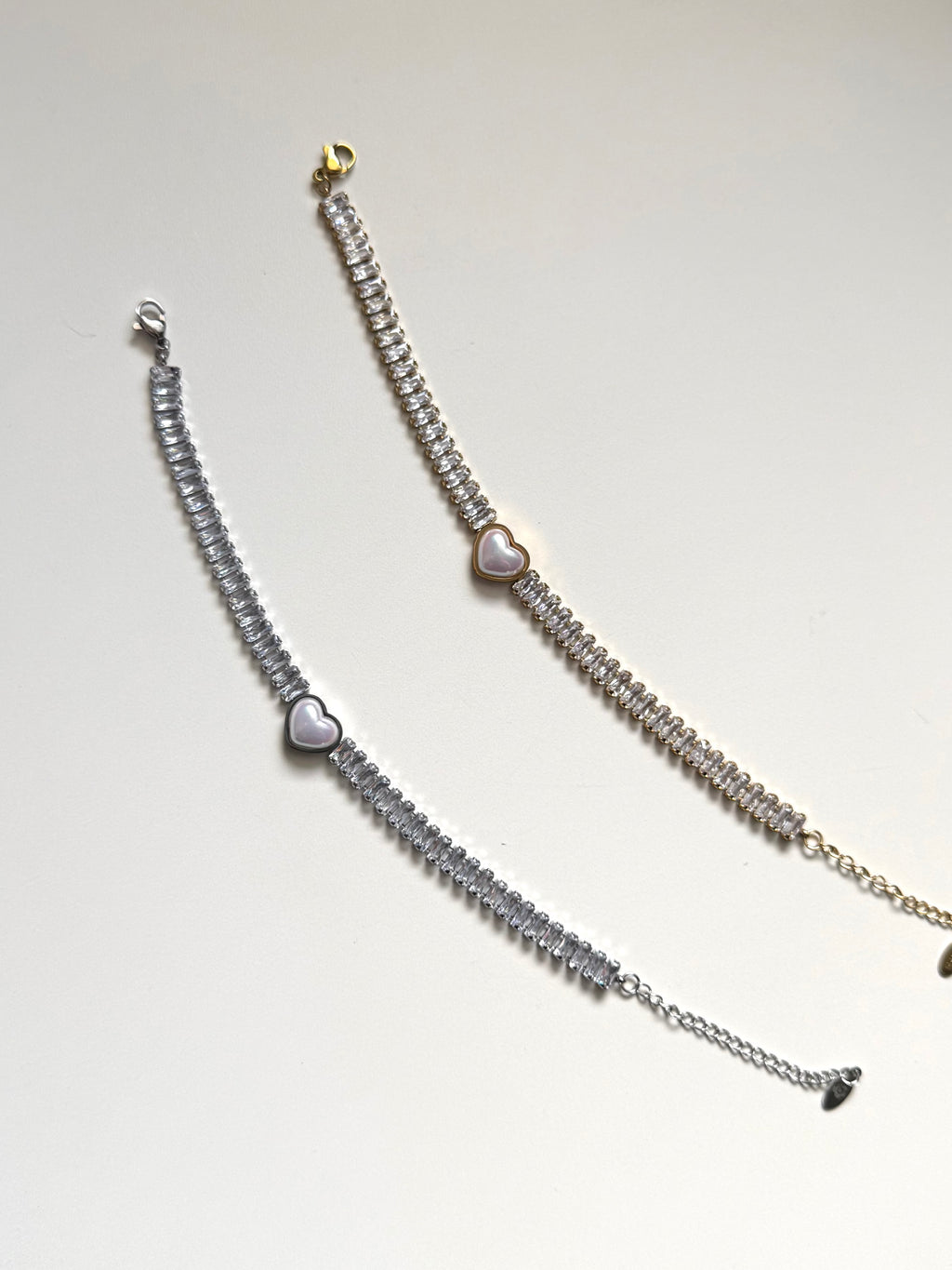 Bracciale Tennis con Cuore in Perla