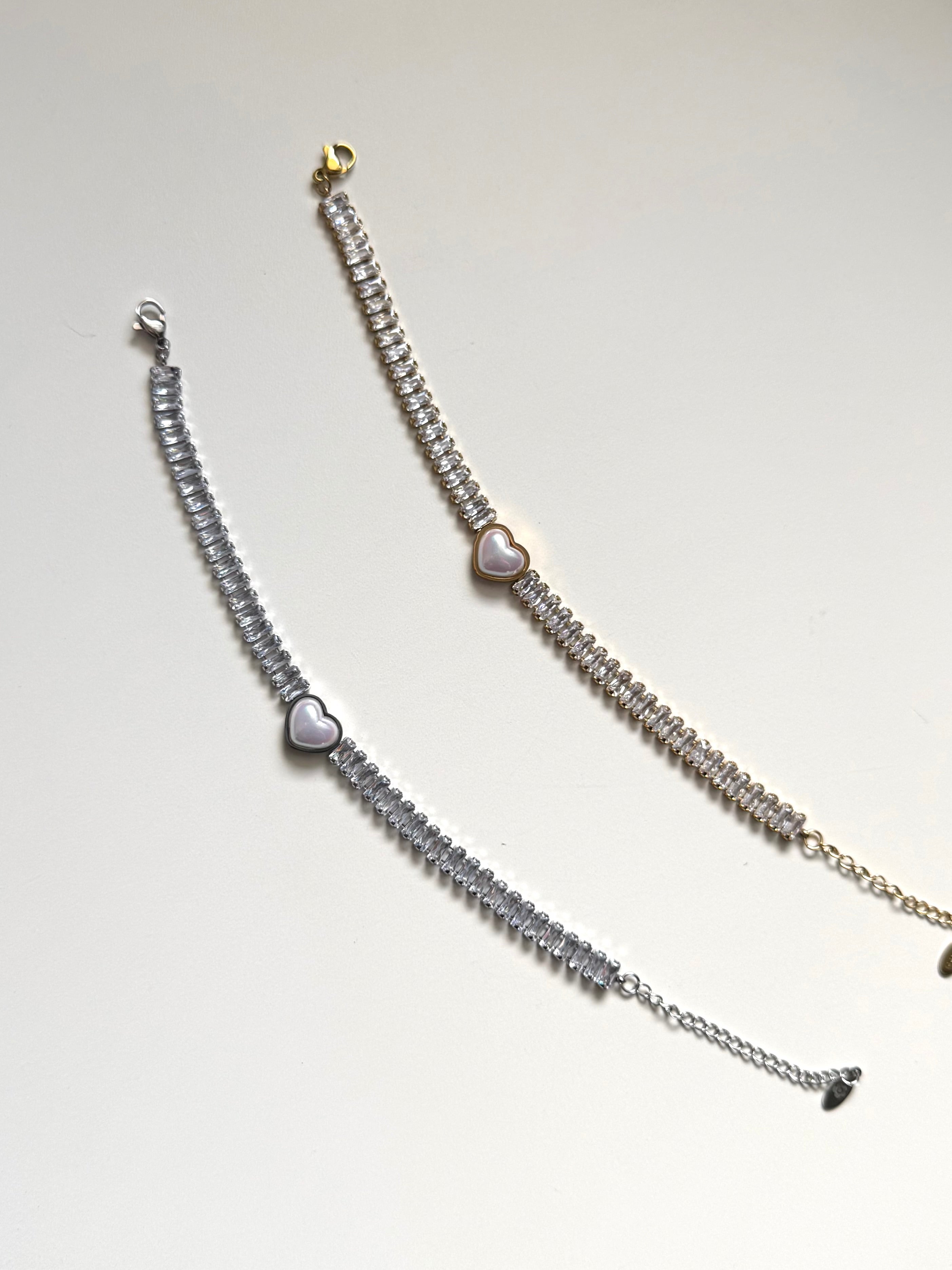 Bracciale Tennis con Cuore in Perla