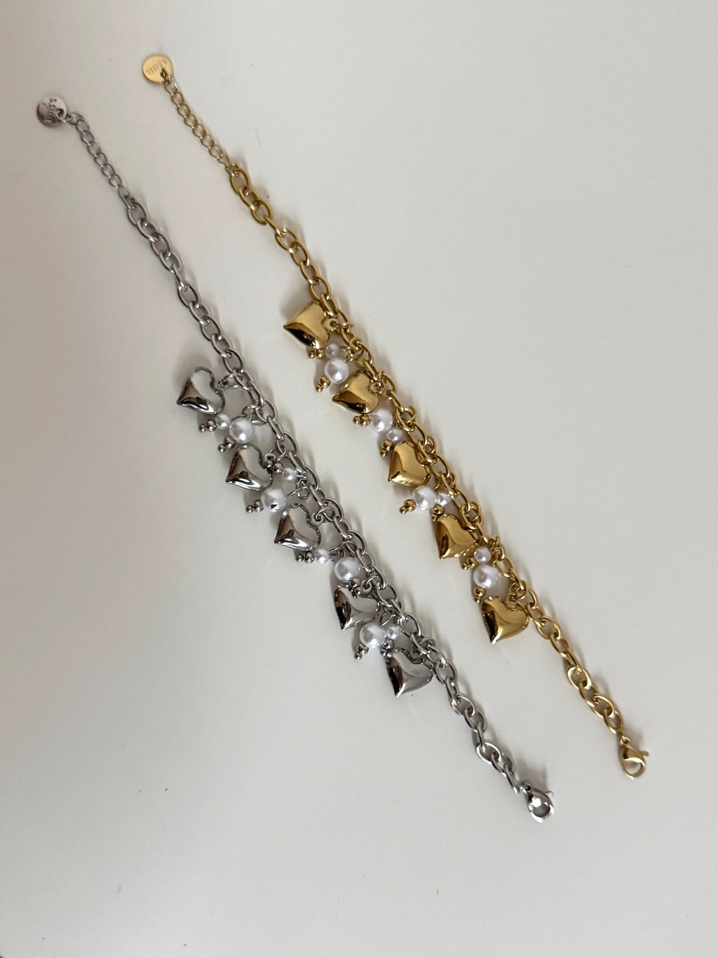 Bracciale Cuori e Perle con Sonaglio